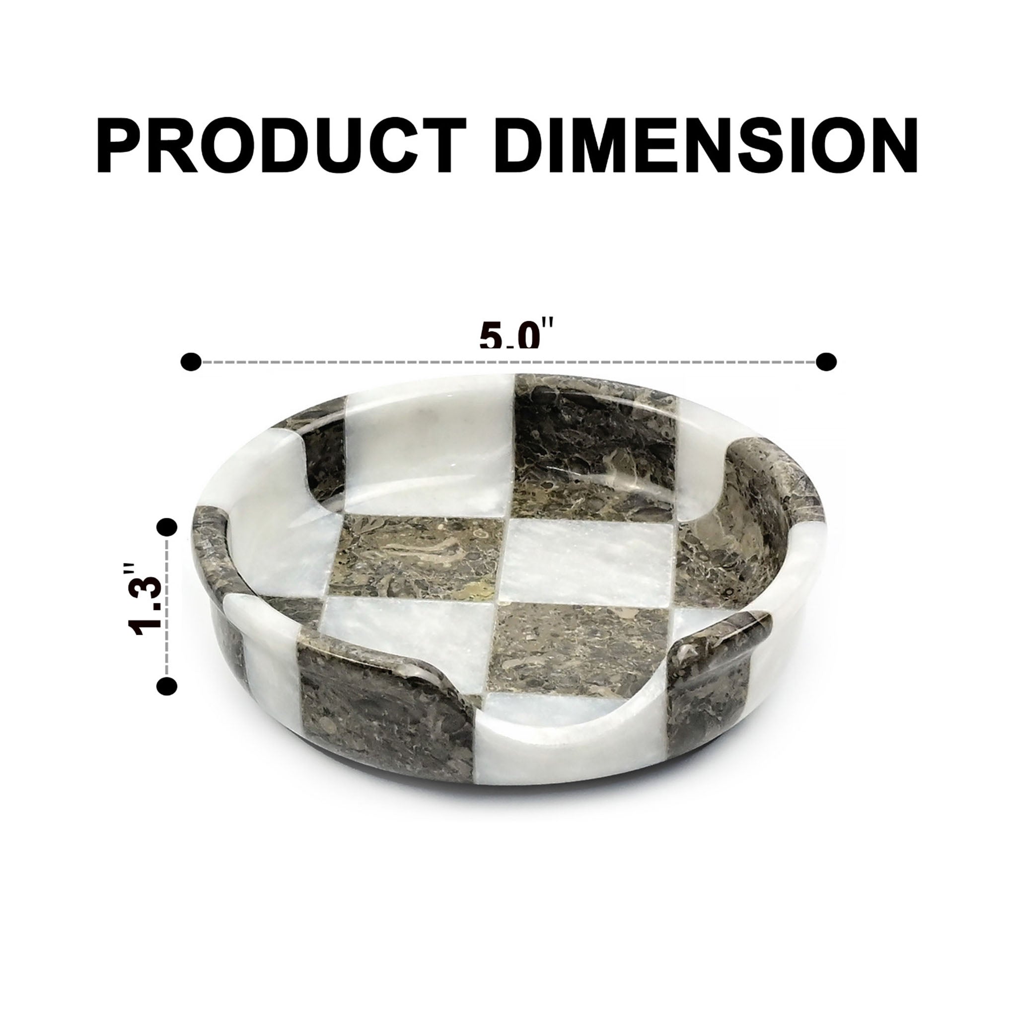 White and Grey Marble Spoon Rest - Checkered Style