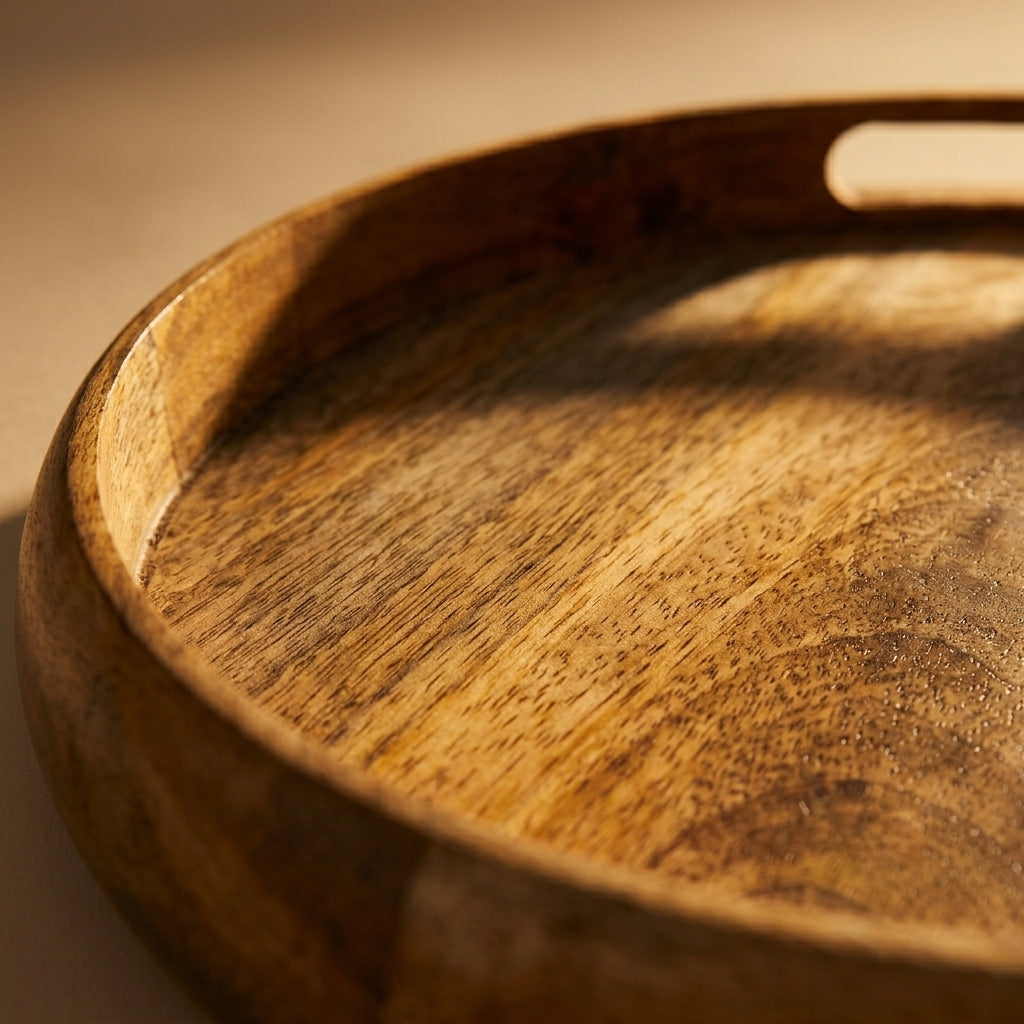 House of Avana Round Mango Wood Serving Tray Natural