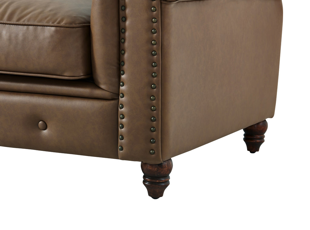 Cornelia Modern Contemporary Eco Leather Sofa - Brown