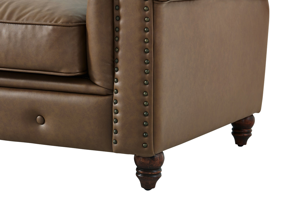 Cornelia Modern Contemporary Eco Leather Sofa - Brown