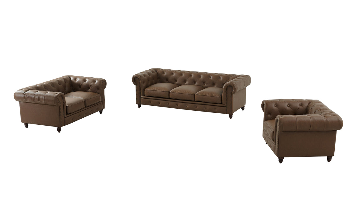 Cornelia Modern Contemporary Eco Leather Sofa - Brown