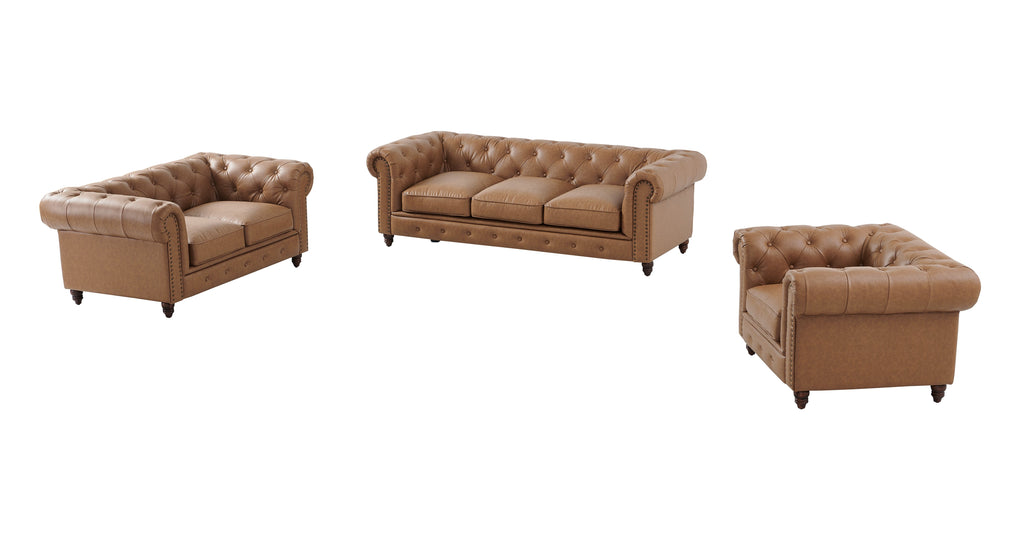 Cornelia Modern Contemporary Eco Leather Sofa - Light Brown