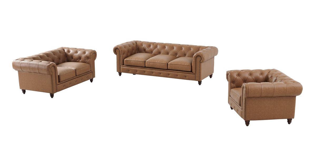Cornelia Modern Contemporary Eco Leather Sofa - Light Brown