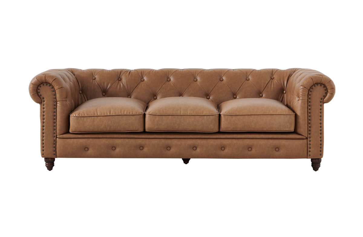 Cornelia Modern Contemporary Eco Leather Sofa - Light Brown