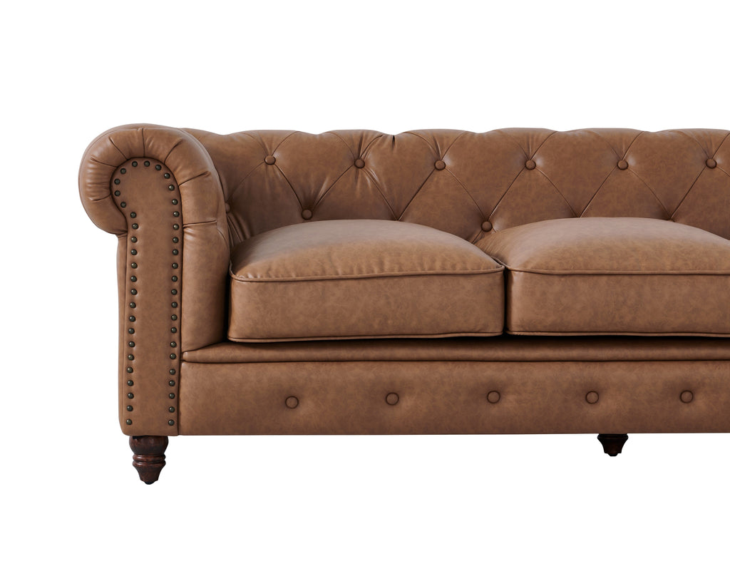 Cornelia Modern Contemporary Eco Leather Sofa - Light Brown