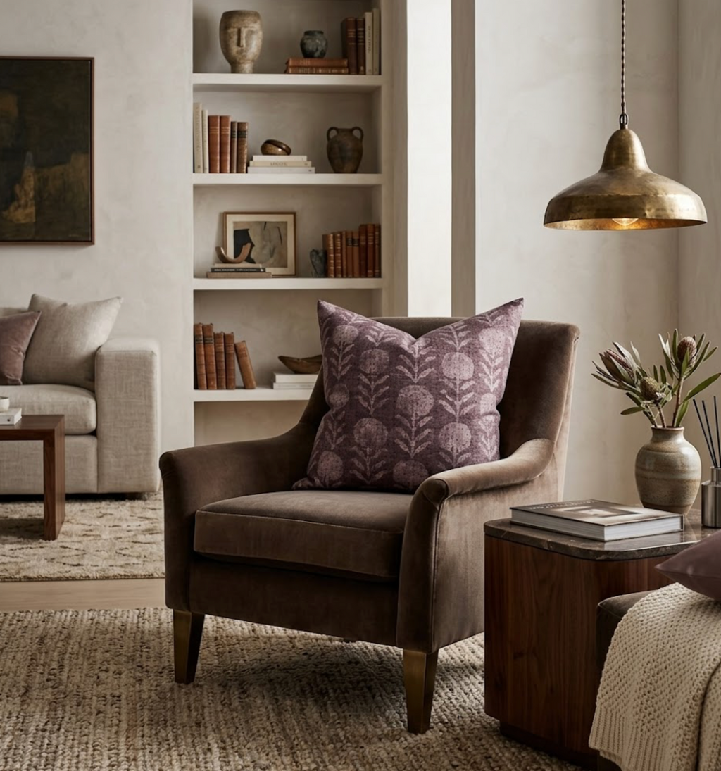 Zinnia Pillow Cover in Berry, McLaurin + Piercy Textiles