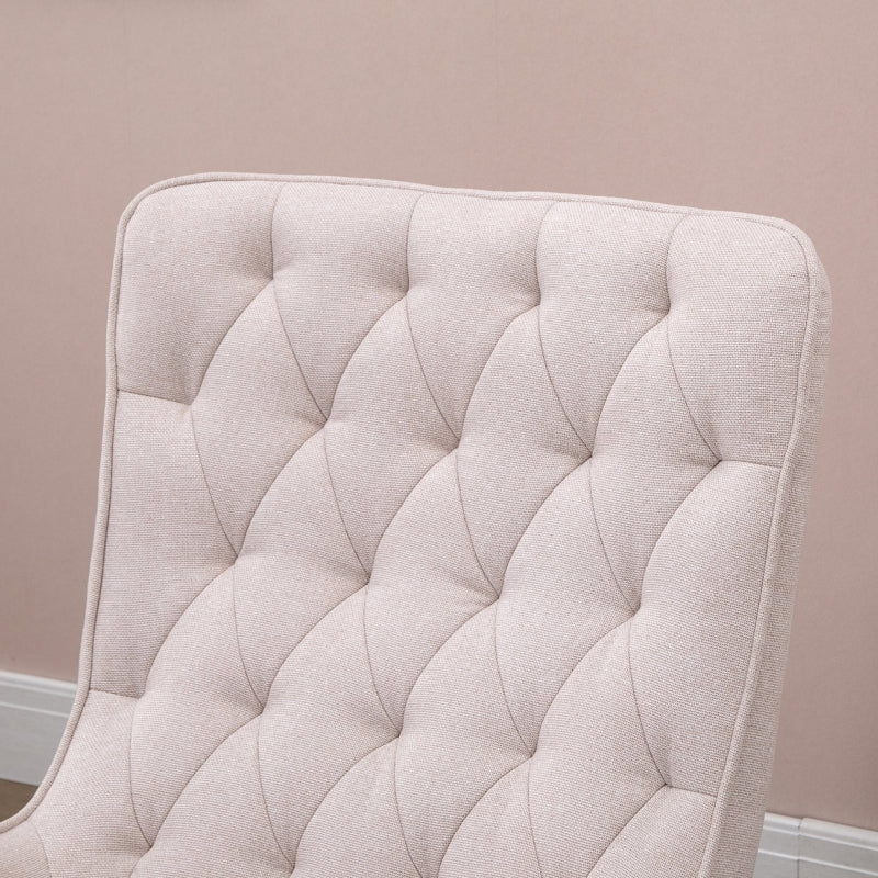 HOMCOM Mid-Century Fabric Nursery Rocker in Cream White