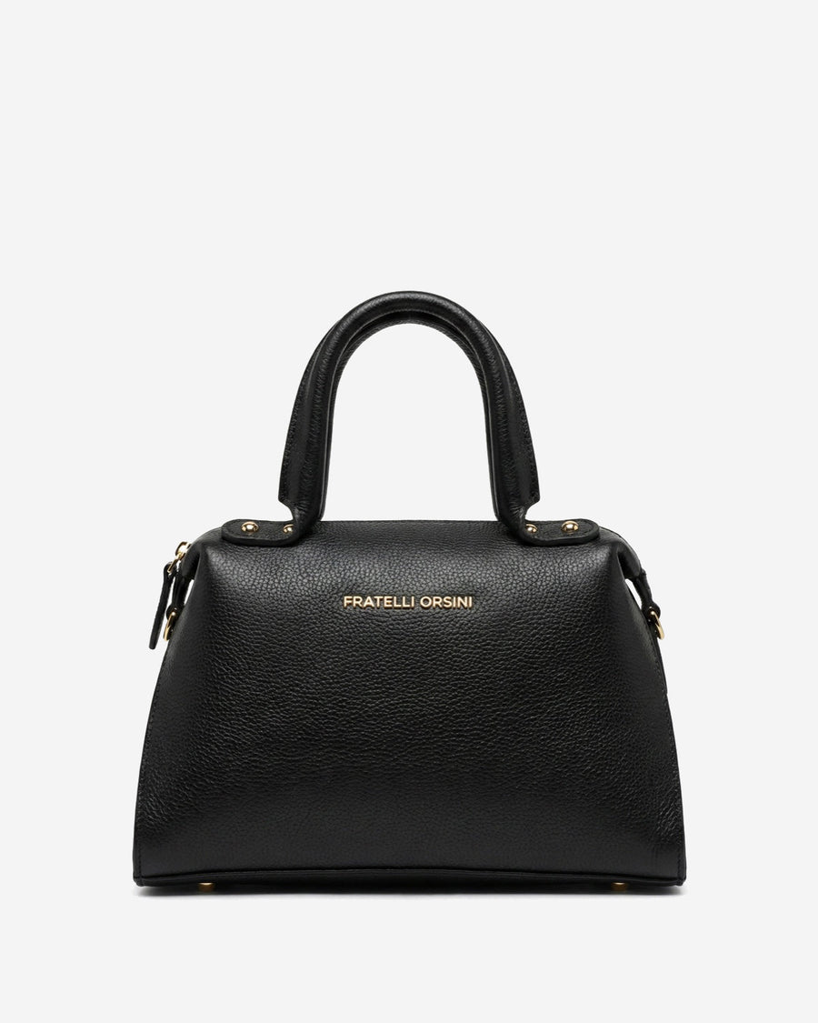 Zita (black) - Italian calf leather women's handbag (with shoulder strap)