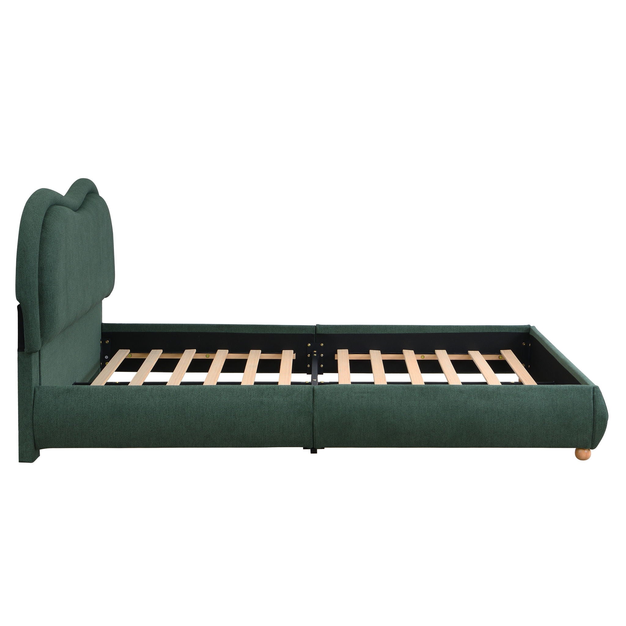 Upholstered Platform Bed Frame With Curved Headboard