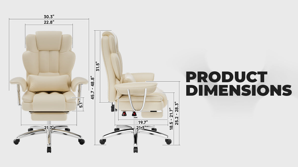 Big & Tall 500-lb Executive Office Chair with Footrest — Beige