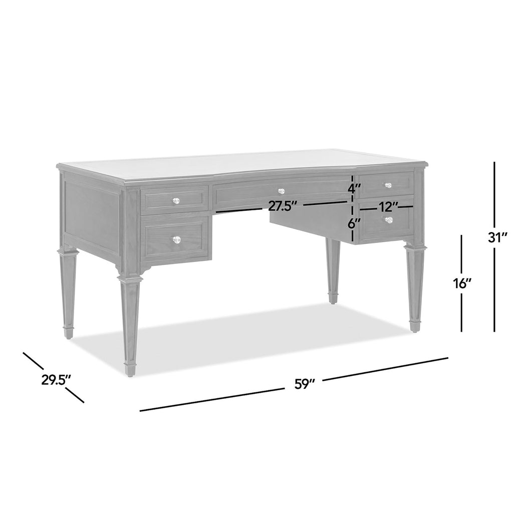 Dauphin Five-Drawer Executive Desk — Dark Walnut & Gold