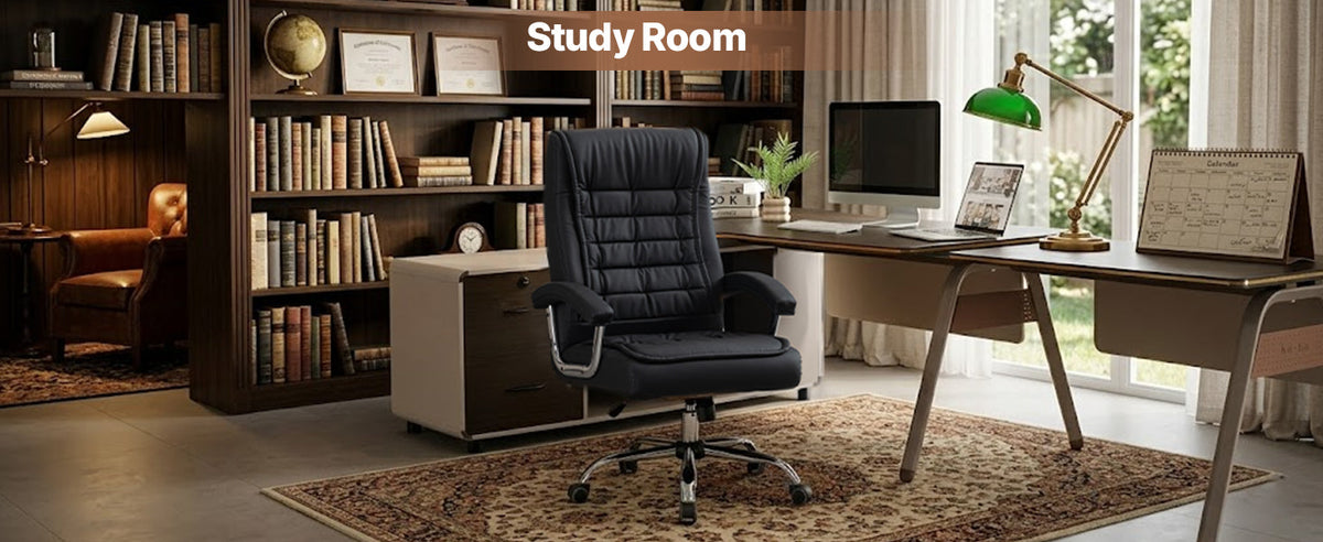 High-Back Executive Office Chair — Black or Camel