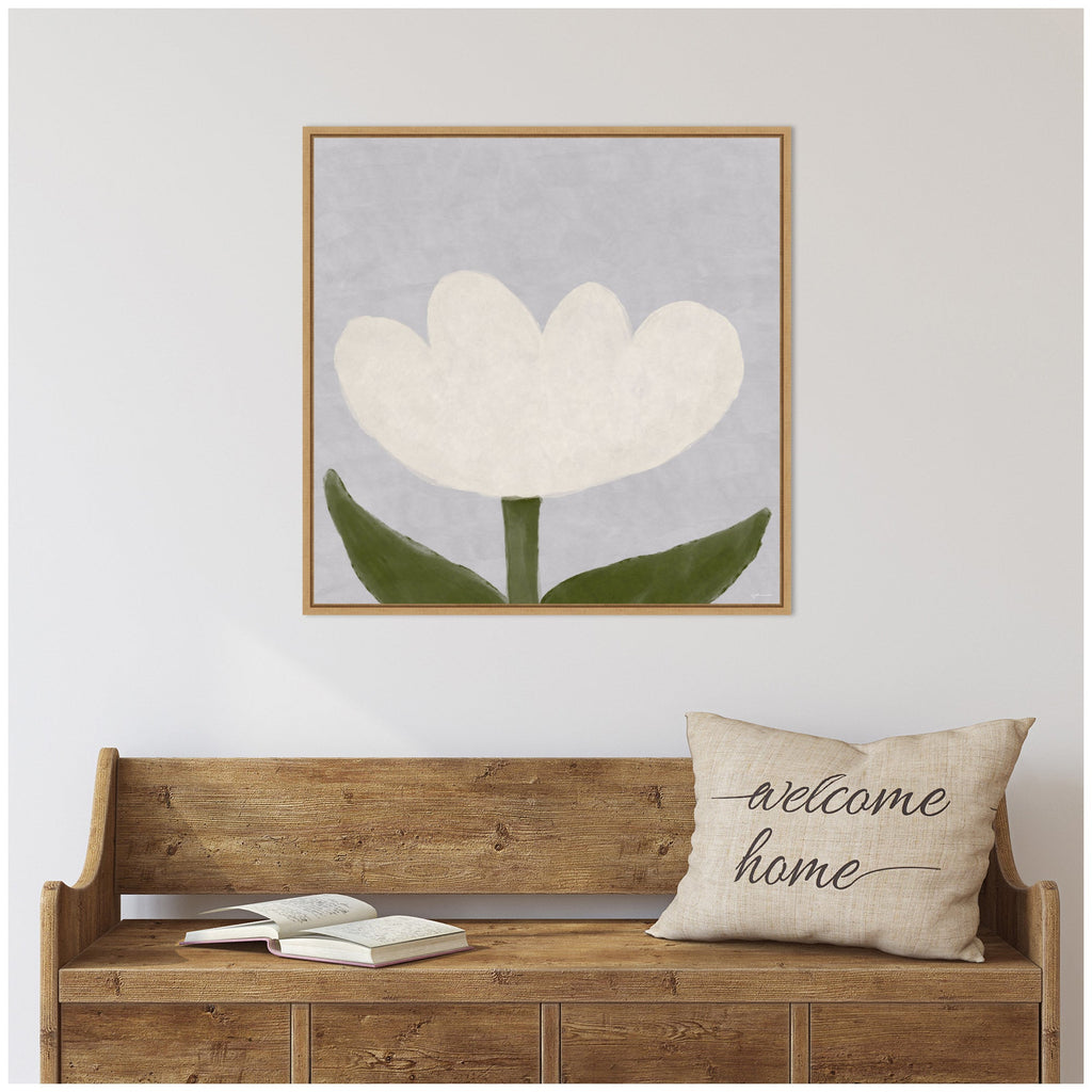 White Tulip by Gabrielly Guedes Framed Canvas Wall Art Print