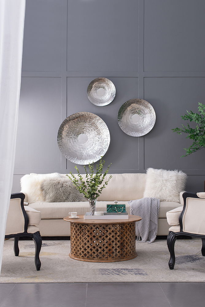 Textured Silver Disc Wall Décor — Set of 3