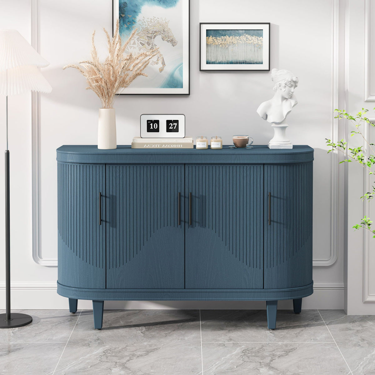 Curved Four-Door Sideboard — Blue