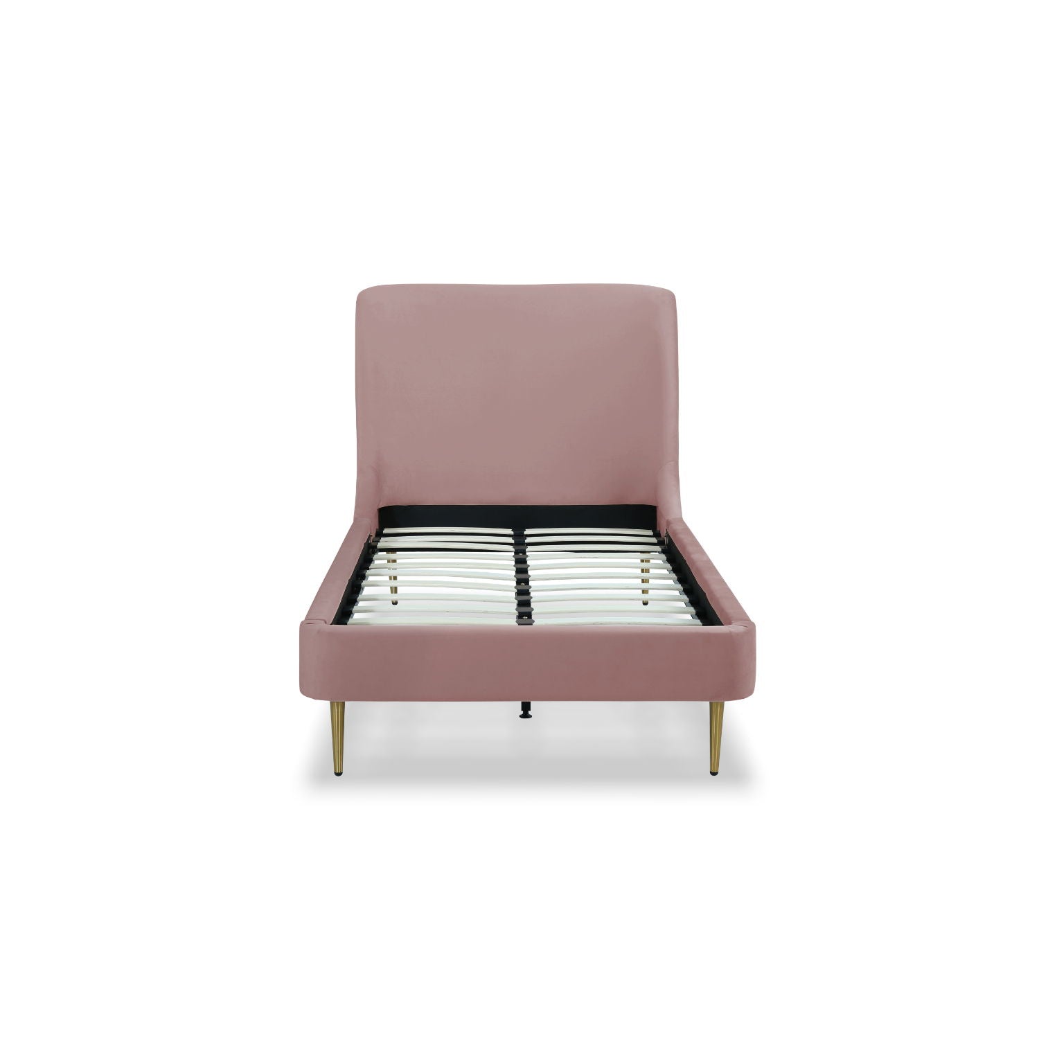 Mid-Century Modern Upholstered Bed With Curved Headboard