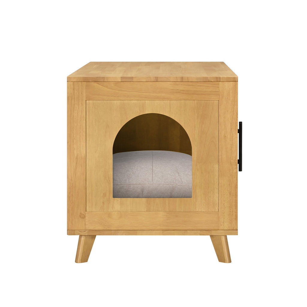 Myra Indoor Premium Rubber Wood Cat Cabinet with Plush Cushion