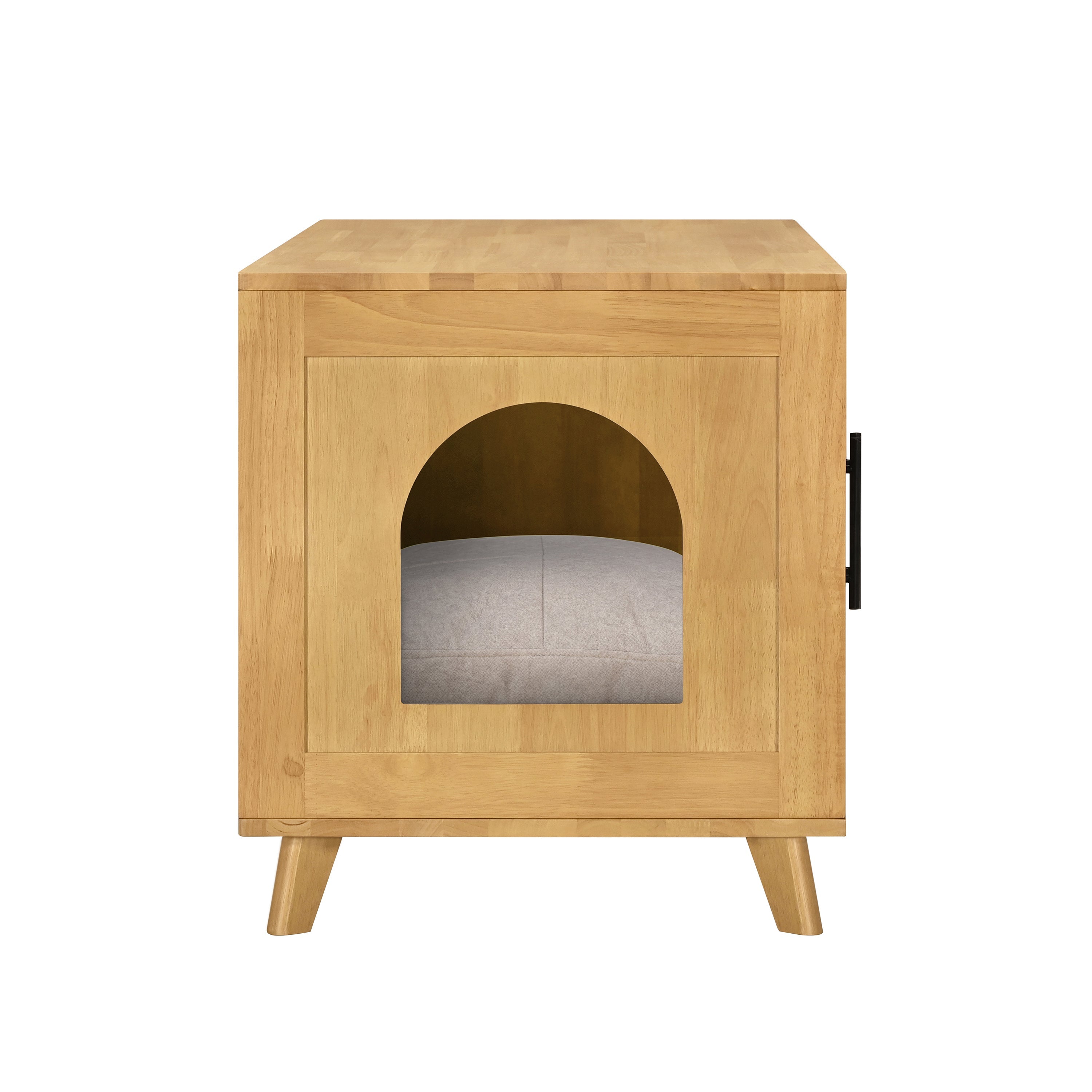 Myra Indoor Premium Rubber Wood Cat Cabinet with Plush Cushion