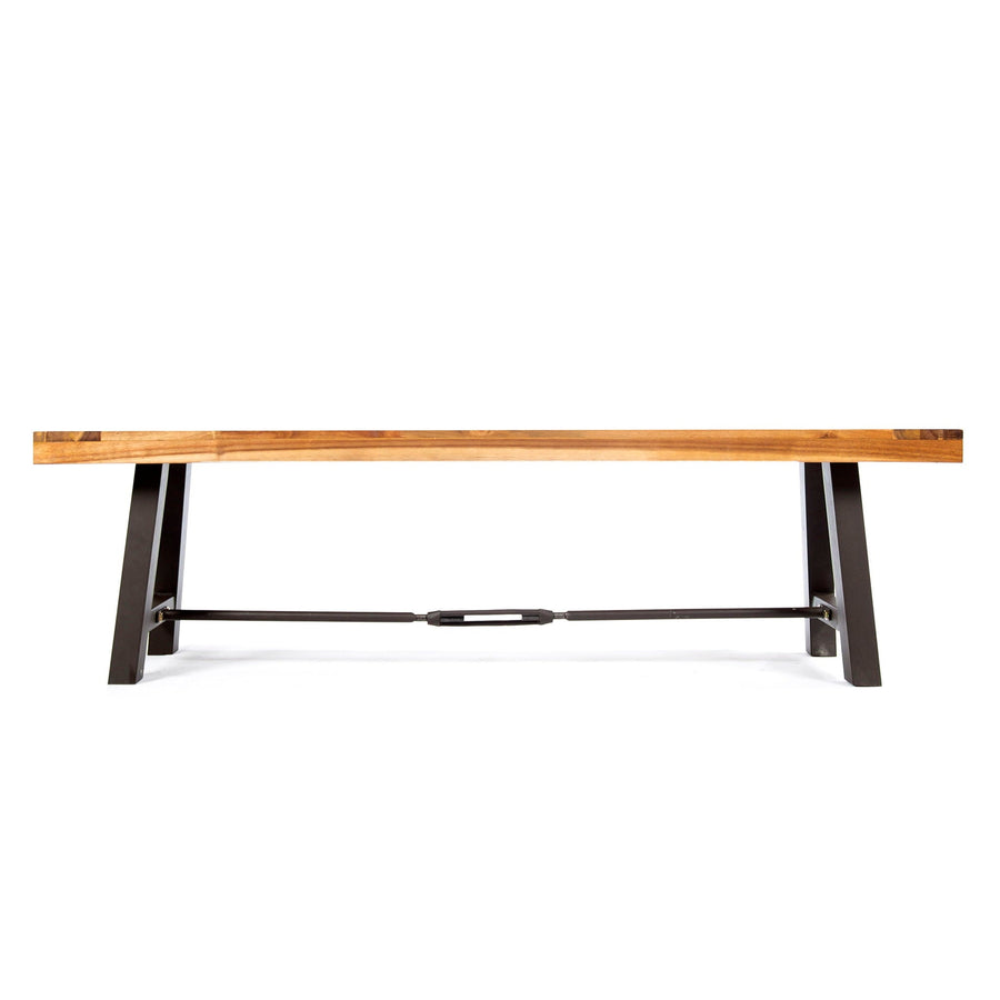 Outdoor Dining Bench, Patio Backless Bench - Teak / Black