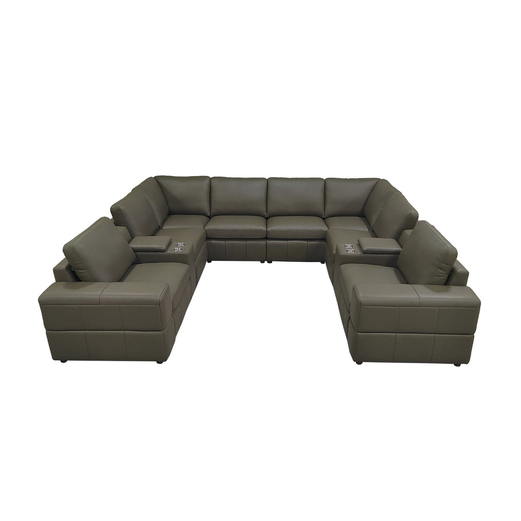 Upholstered Large Arms Sectional With Recliner Seats