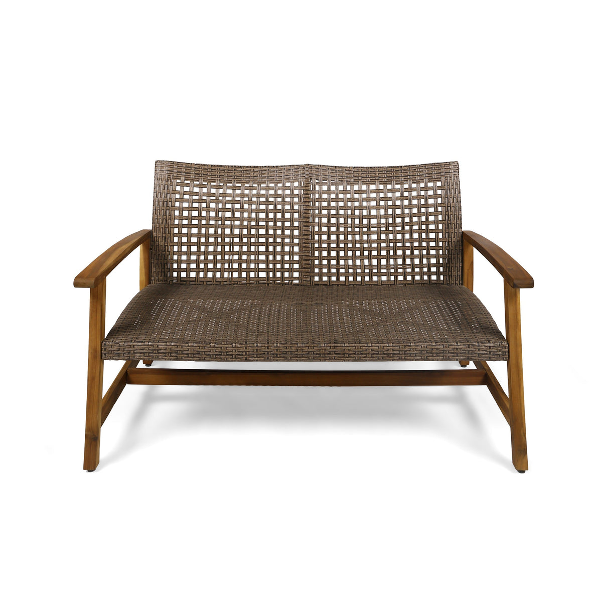Hampton Outdoor Acacia Wood Wicker Loveseat