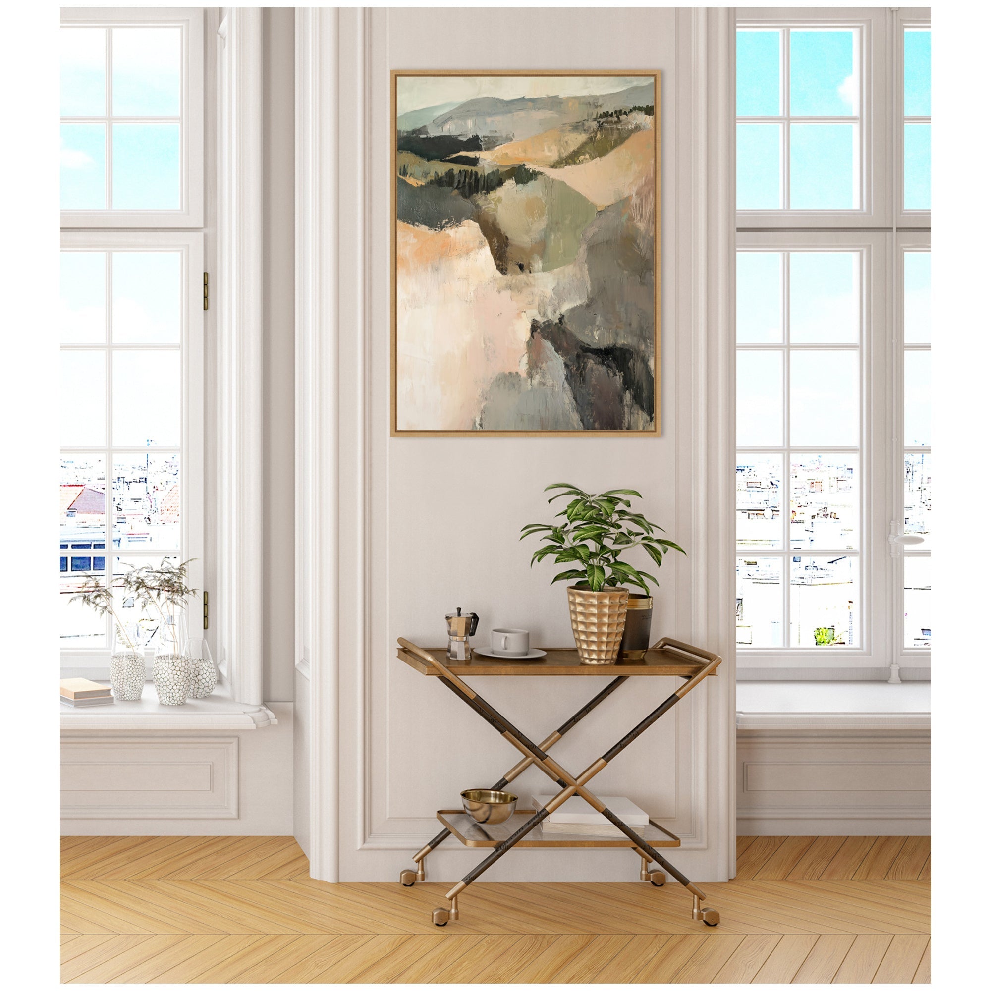 Sylvie Tonal Mountains III Framed Canvas by Amy Lighthall