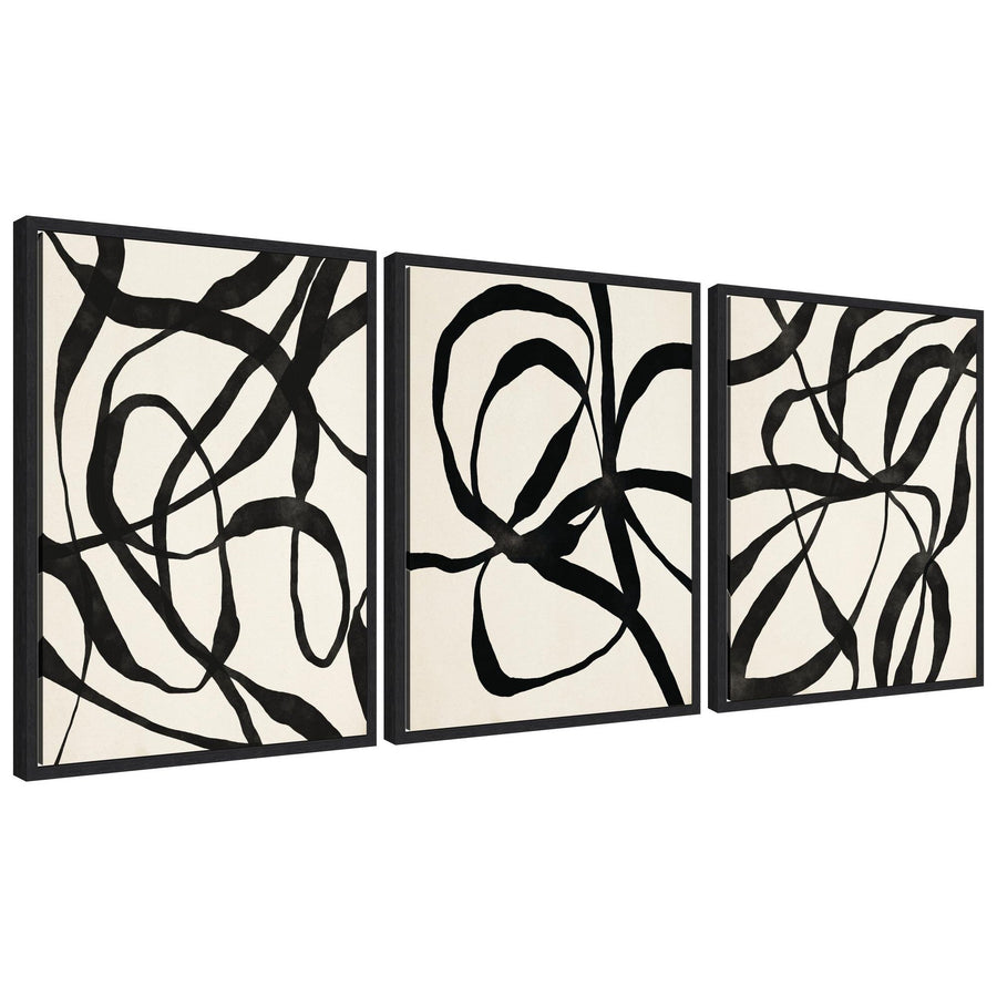 Sylvie Black Twist 1,3 and 4 Framed Canvas Art Set by Alicia Bock
