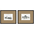 Vintage Postcard London & Paris 2 Piece Framed Wall Art Print Set by Teju Reval Brown Mat