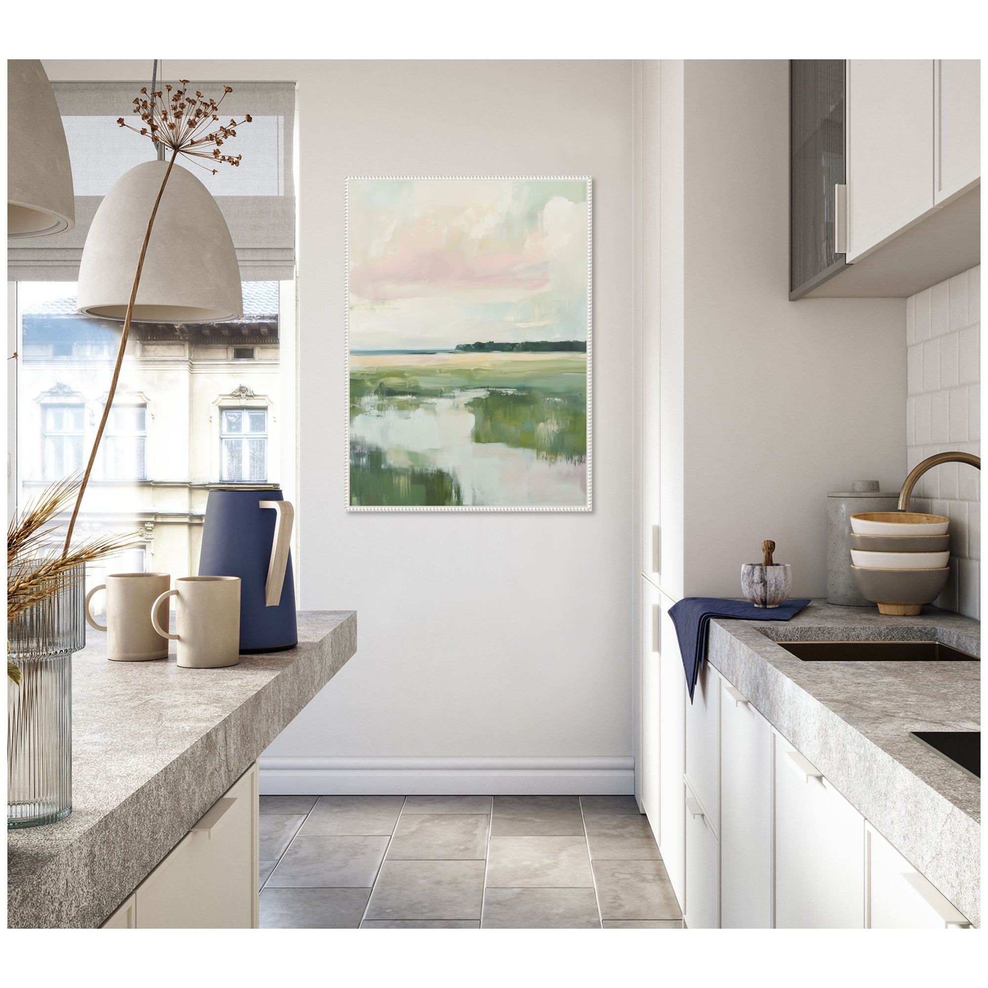 Sylvie Pastel Horizon I Framed Canvas by Amy Lighthall