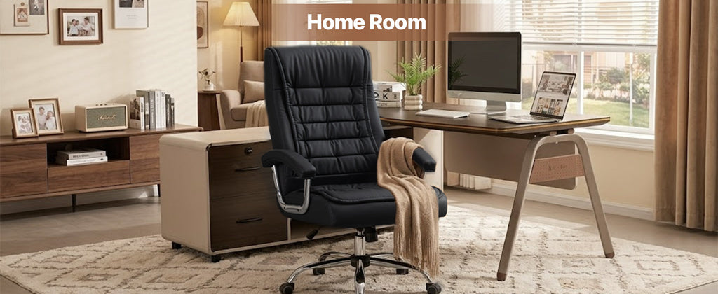 High-Back Executive Office Chair — Black or Camel