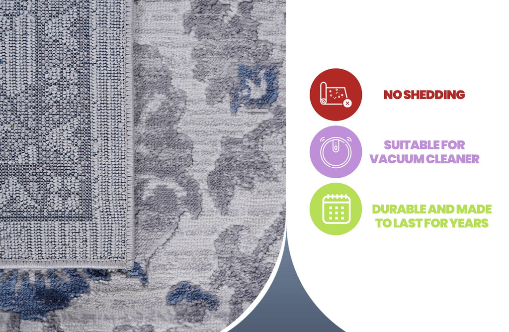 Marfi 8' x 10' Oriental Area Rug - Blue/Silver