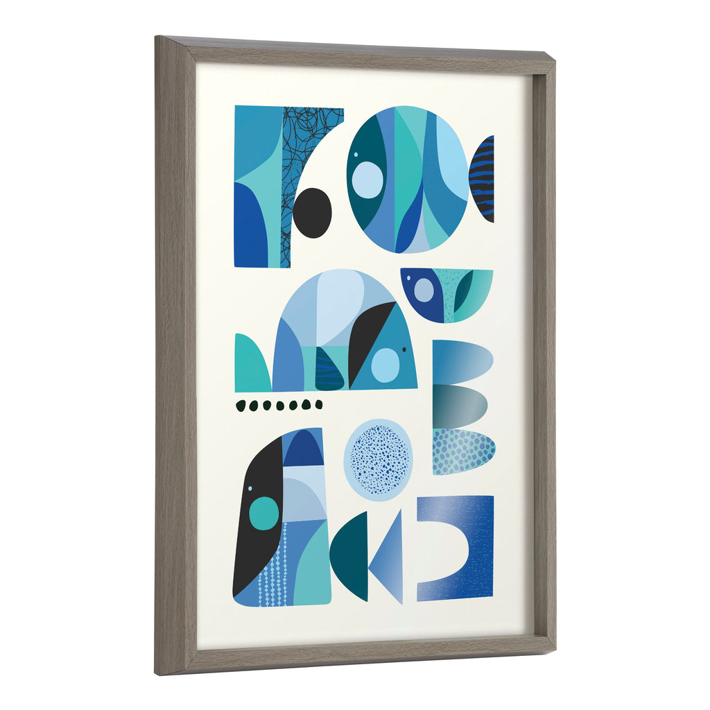 Blue Mid-Century Fish Framed Art