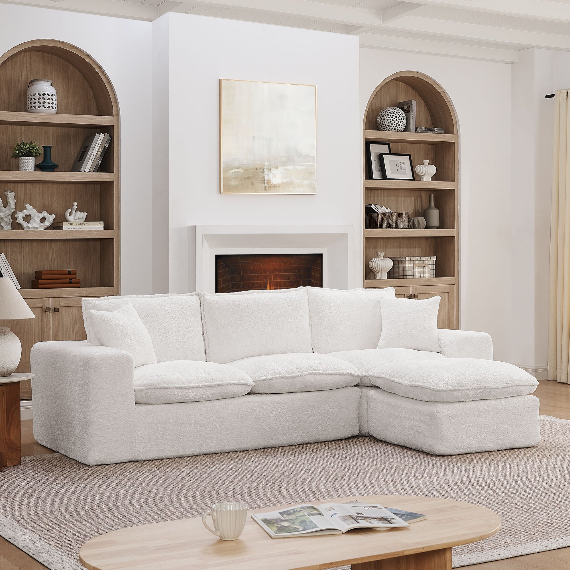 Cloud-Comfort Modular Sectional Sofa with Moveable Ottoman