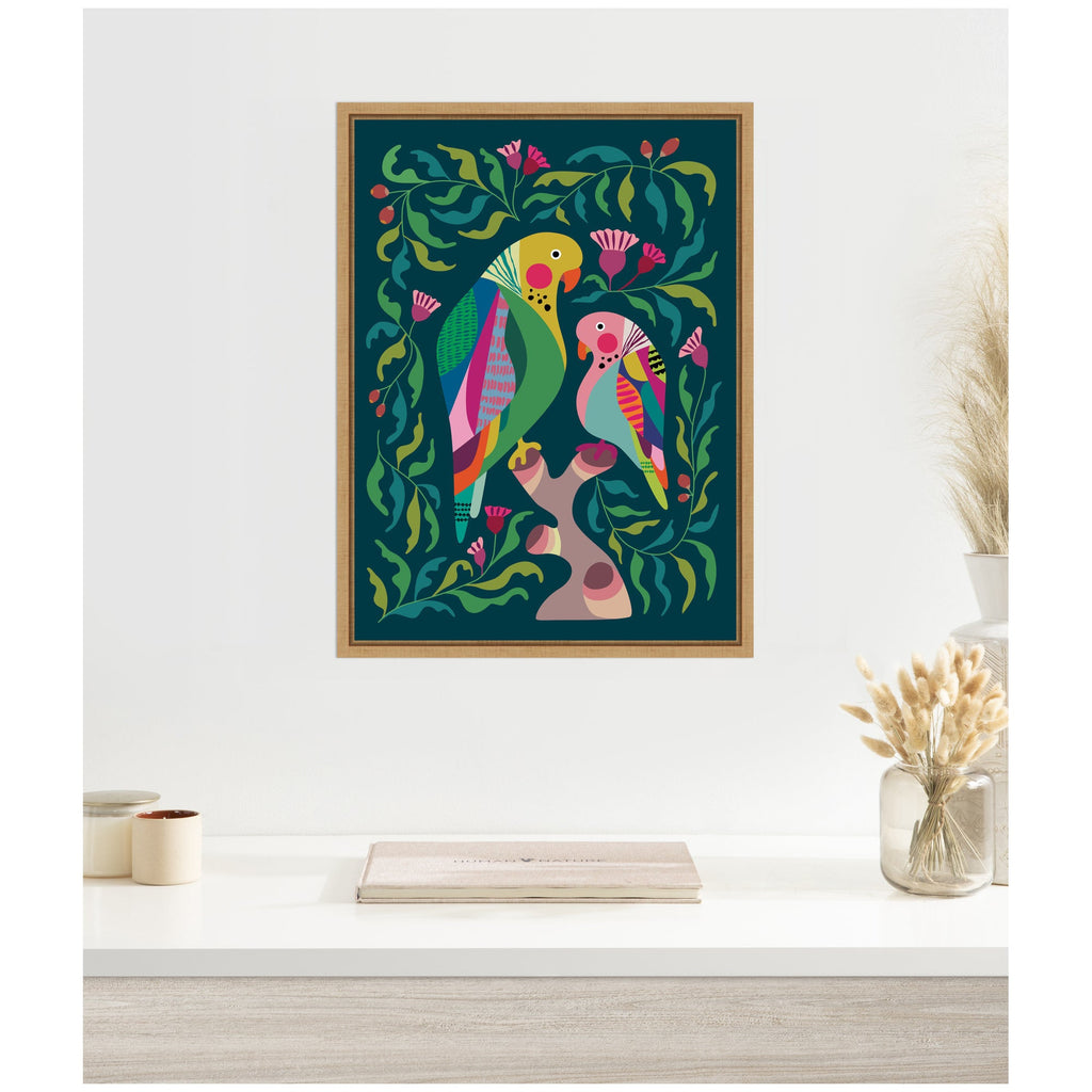 Budgies Framed Canvas Art