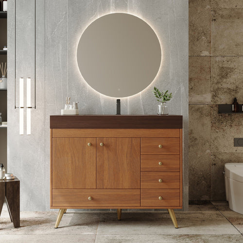 36-Inch Freestanding Bathroom Vanity with Faux-Marble Top