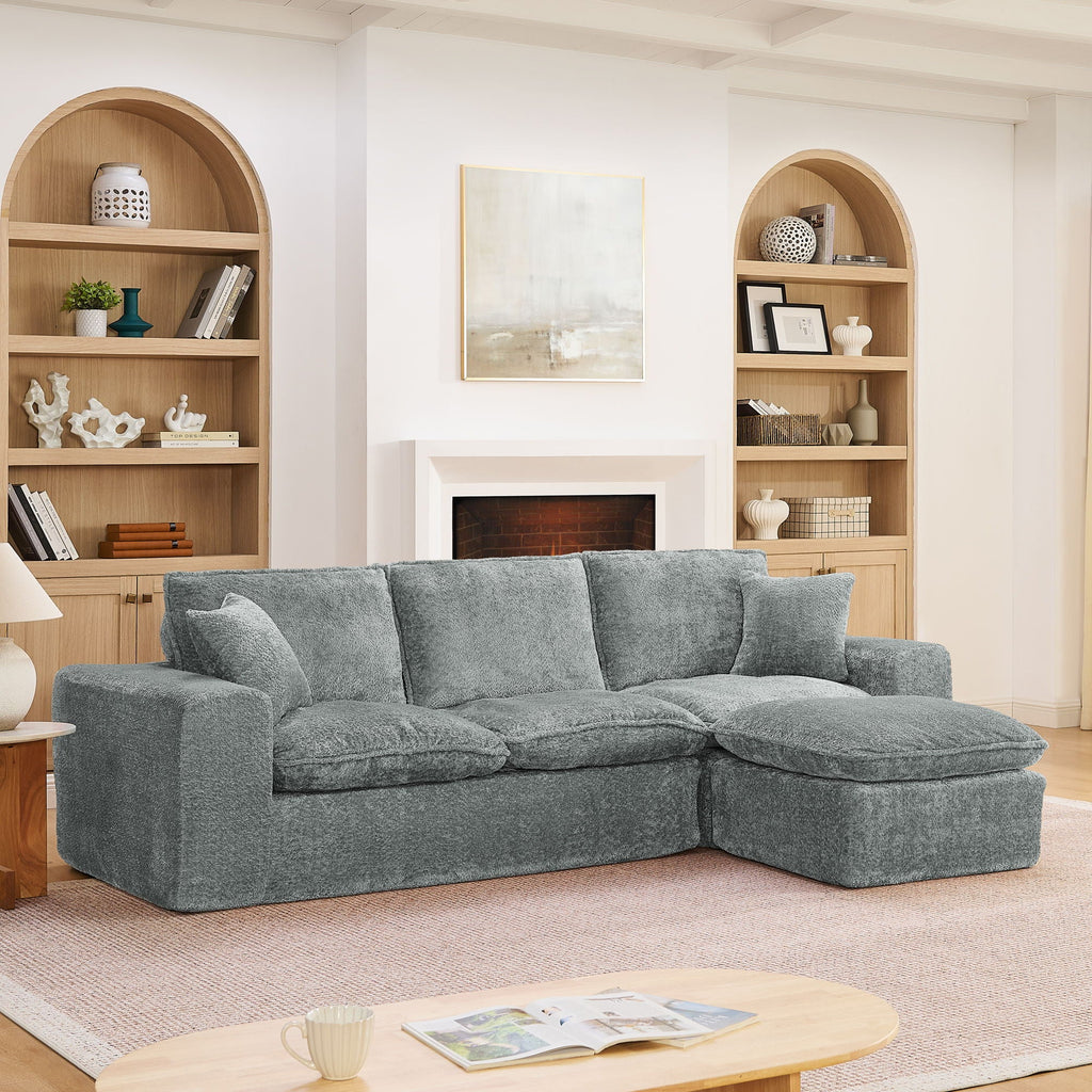 Cloud-Comfort Modular Sectional Sofa with Moveable Ottoman