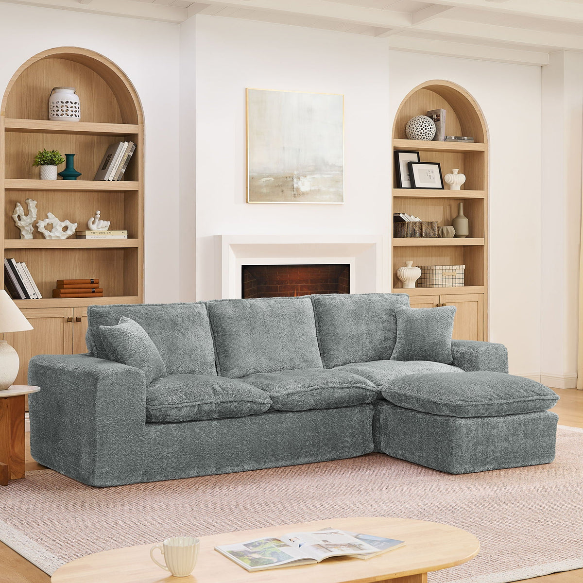 Cloud-Comfort Modular Sectional Sofa with Moveable Ottoman