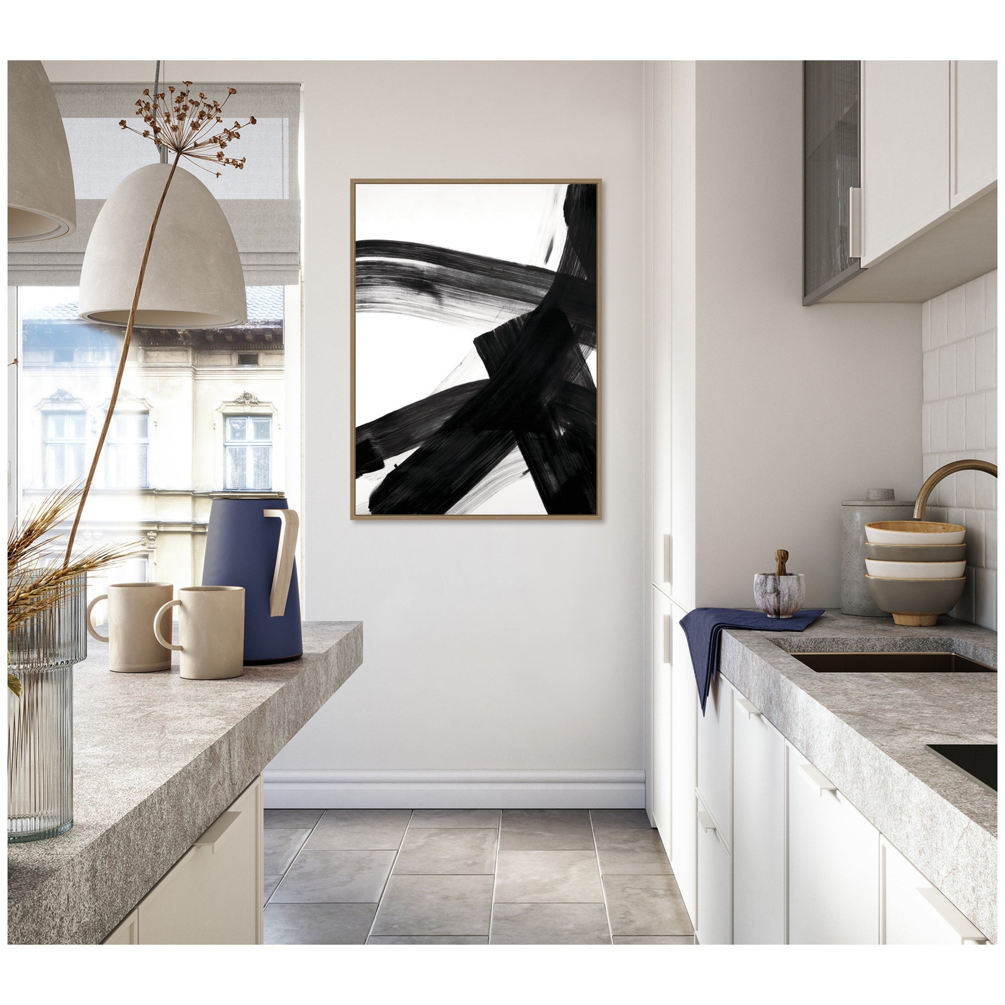 Black Mark No. 2 by Amy Lighthall Framed Canvas Wall Art Print