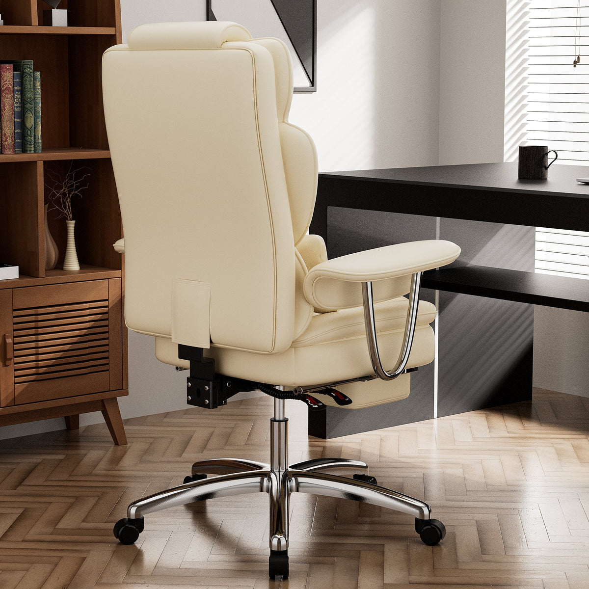 Big & Tall 500-lb Executive Office Chair with Footrest — Beige