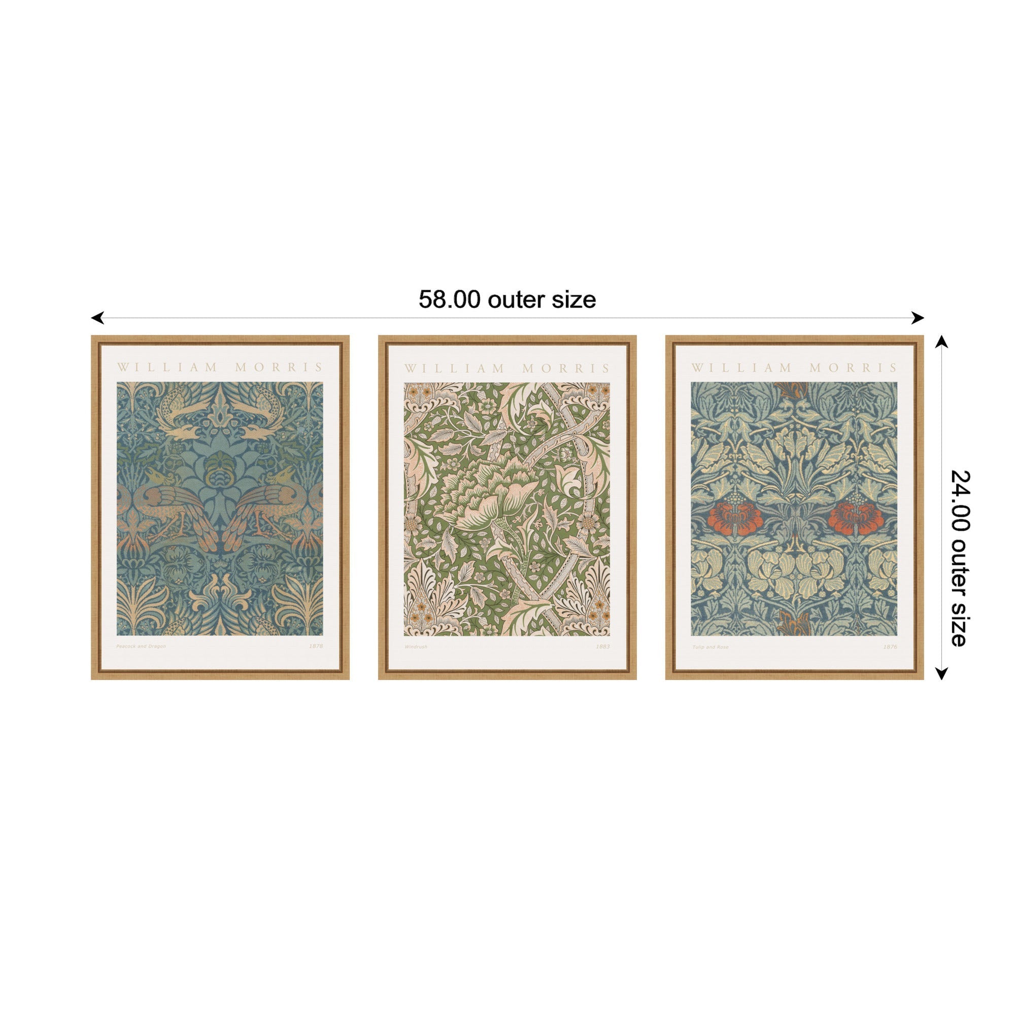 Sylvie William Morris Posters - 3 Piece Framed Canvas Art Set by The Art Institute of Chicago