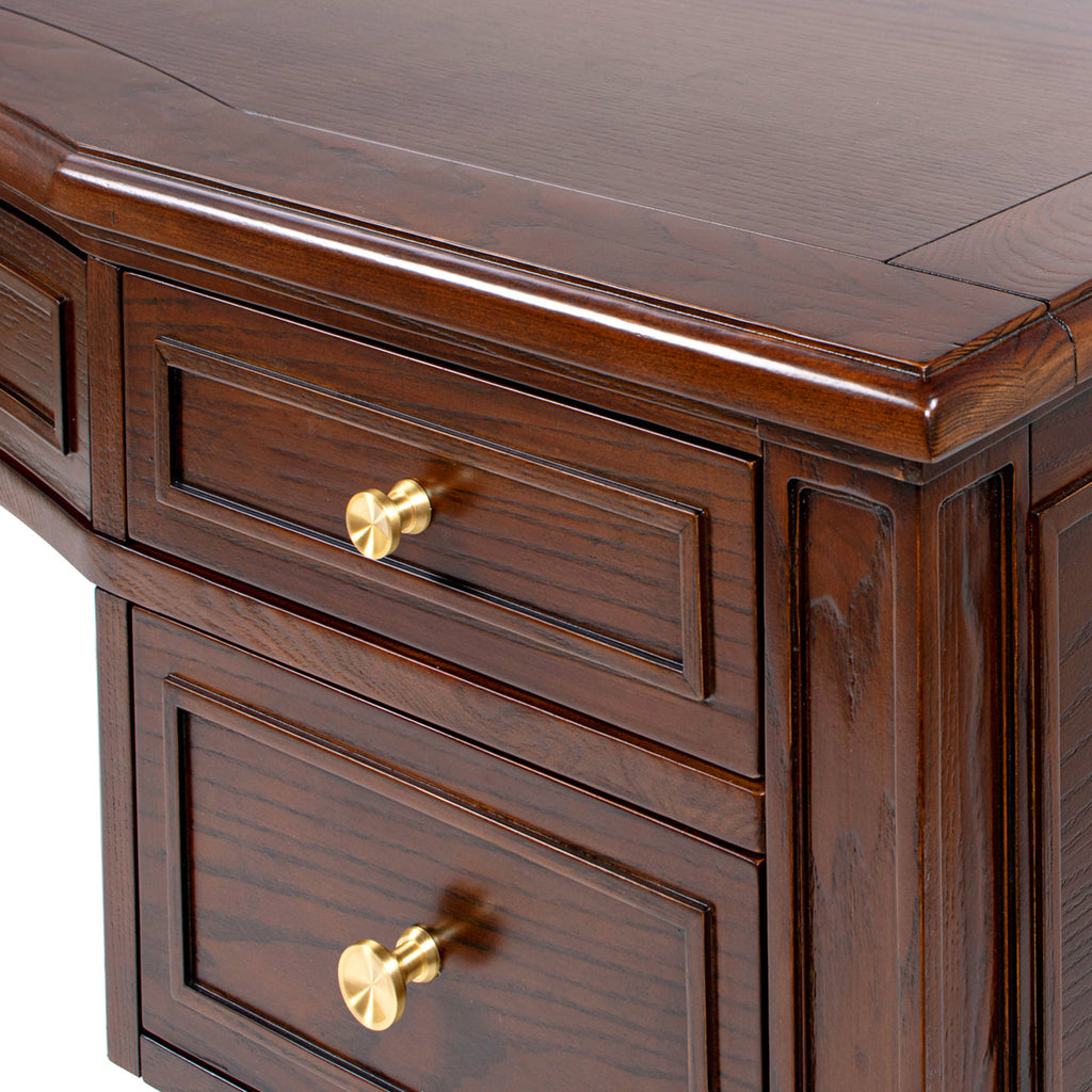 Dauphin Five-Drawer Executive Desk — Dark Walnut & Gold