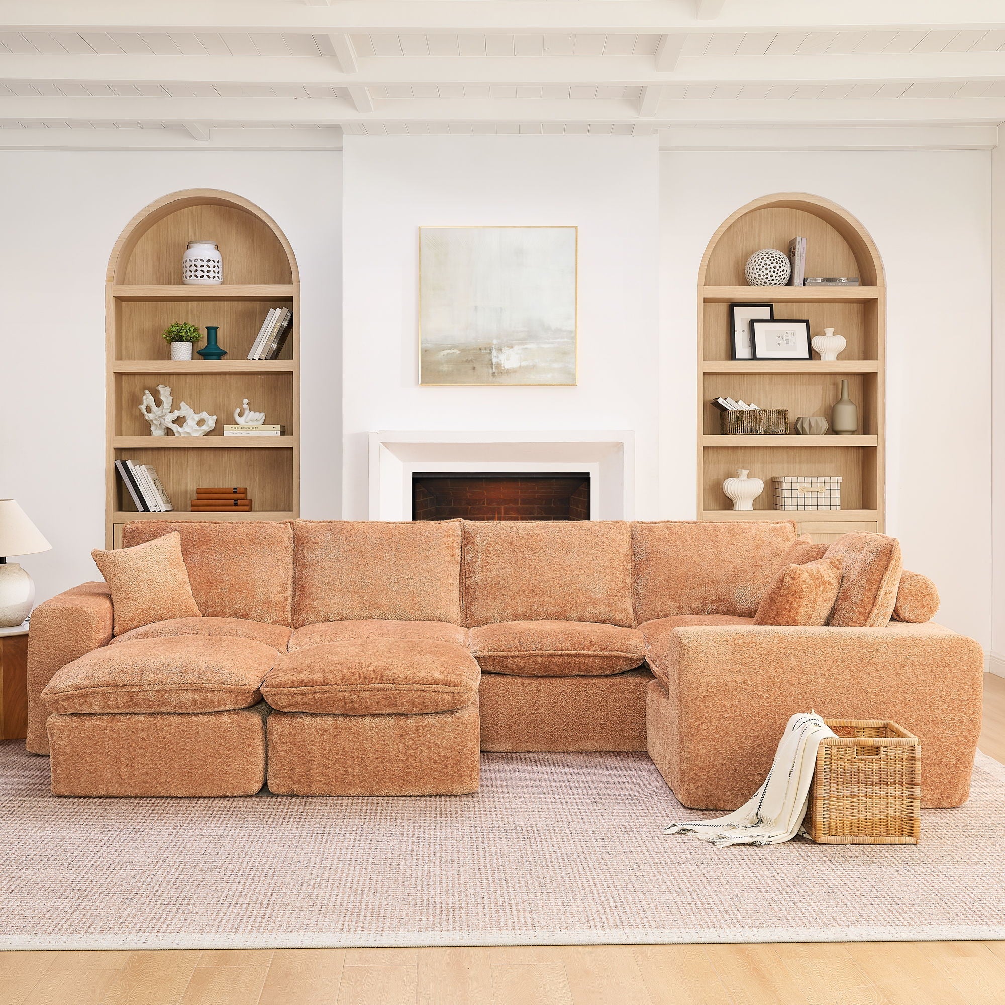 Cloud-Comfort Modular Sectional Sofa with Moveable Ottoman