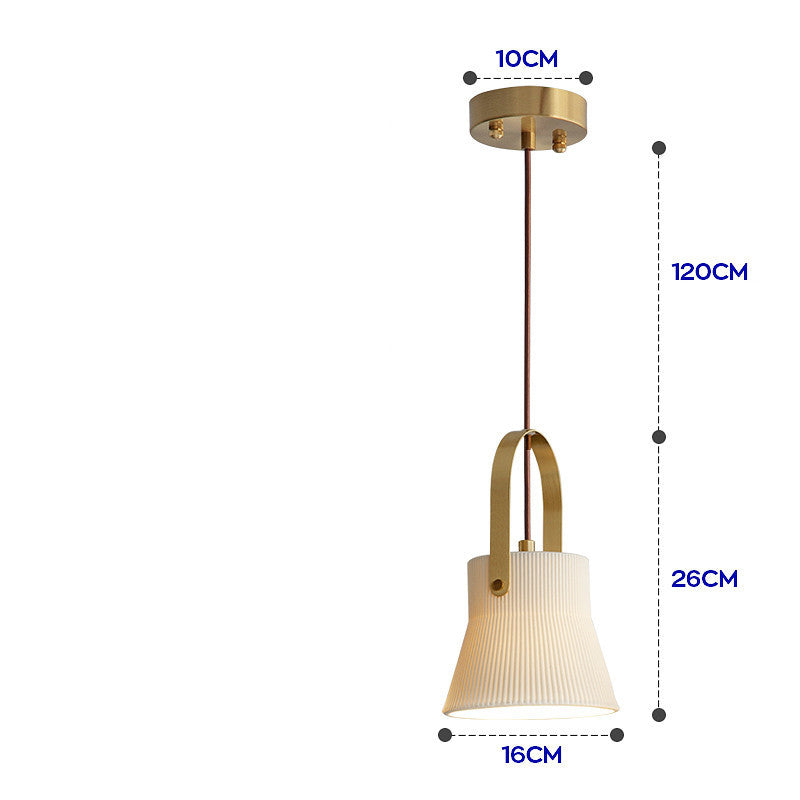 White Ceramic & Brass Pendant Light