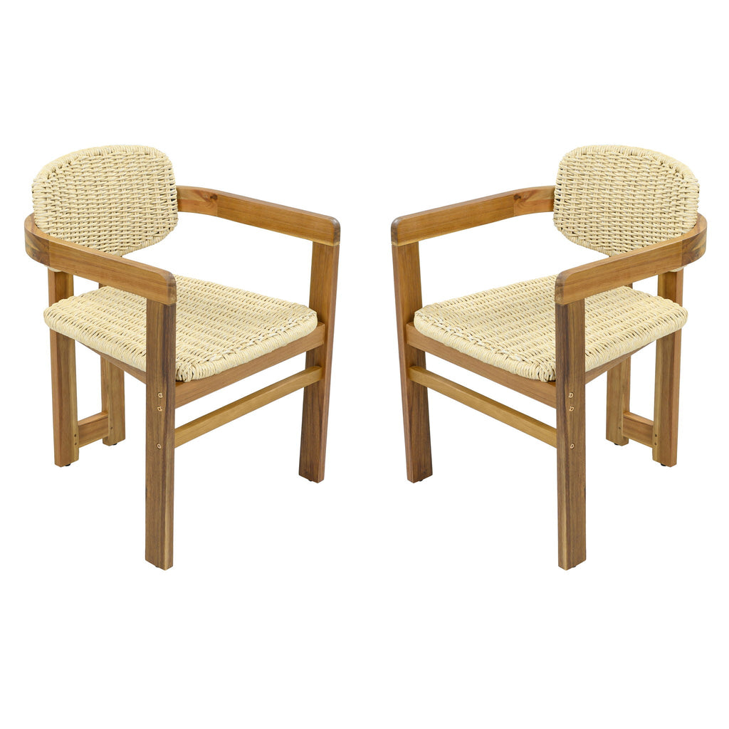 Outdoor Accent Armchairs For Patio (Set of 2) - Natural / Teak