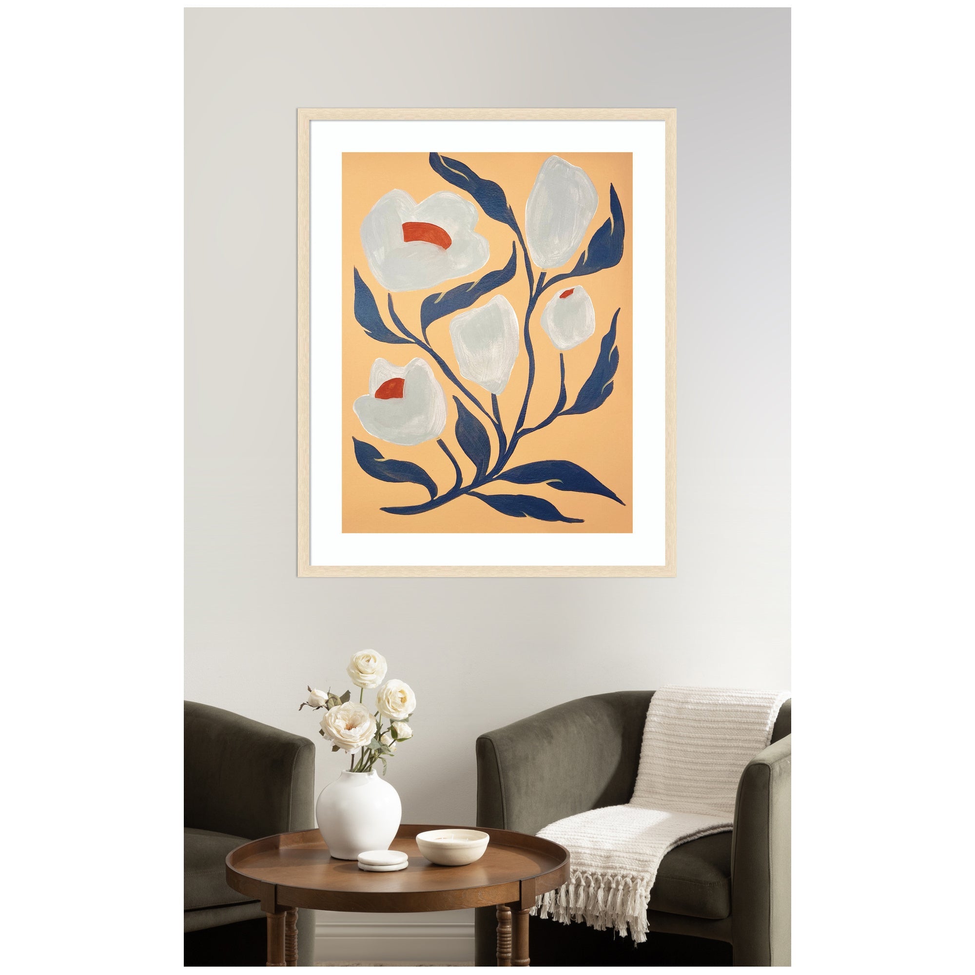 Framed Art Gray Flower by Emma Daisy