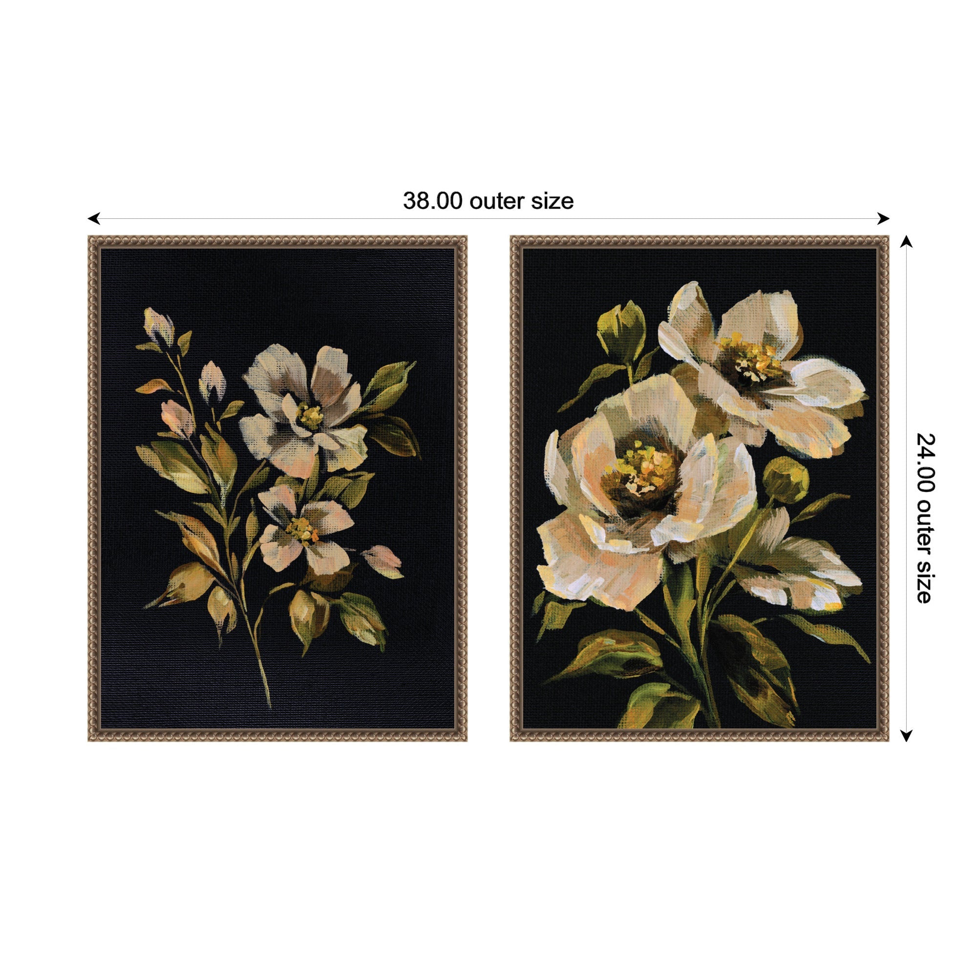 Sylvie Beaded Moody Floral 7 and 8 Framed Canvas Art Set by Annie Quigley