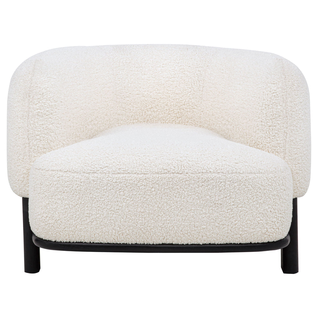 Lawler Bouclé Barrel Accent Chair — Ivory & Black