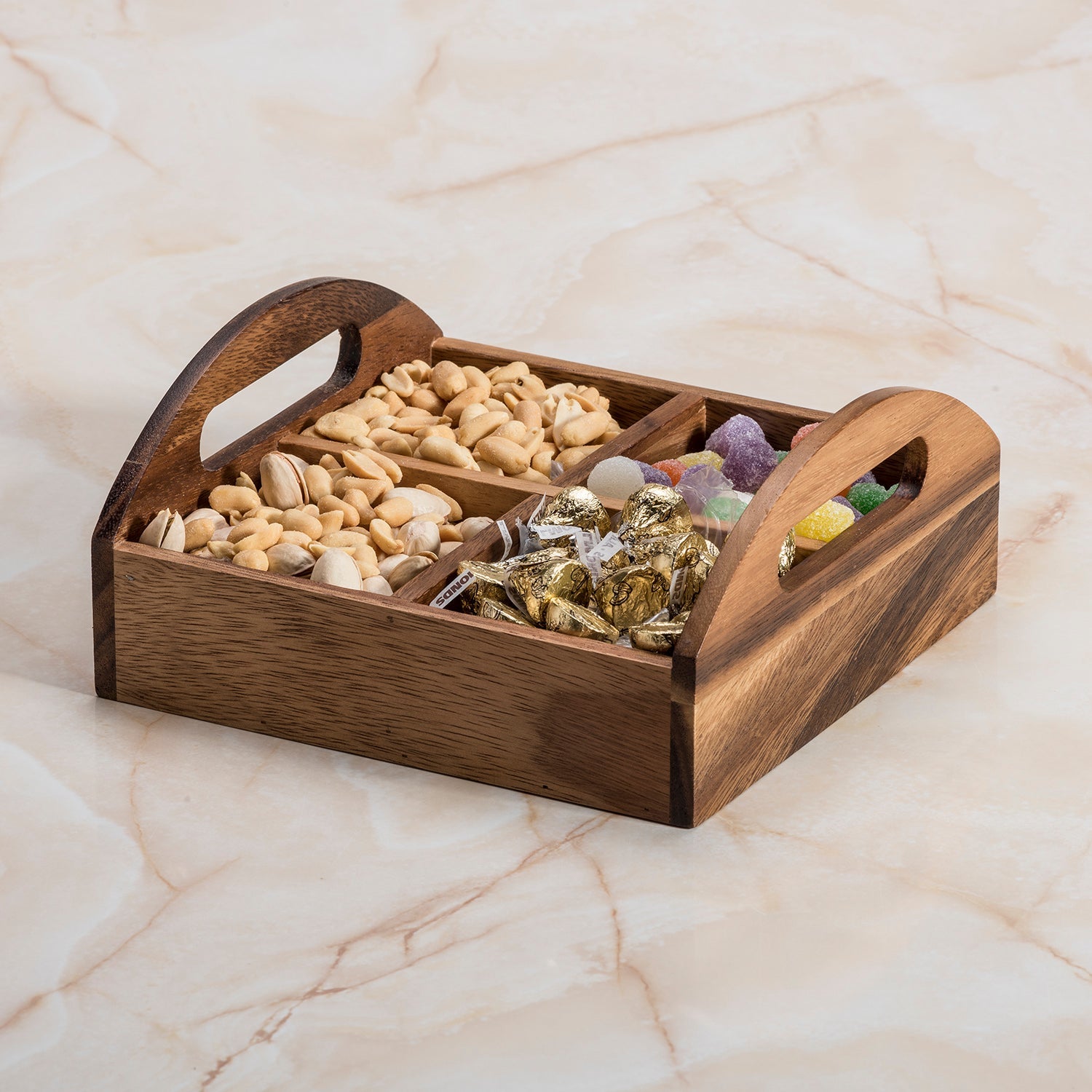 Acacia Four-Compartment Serving Tray
