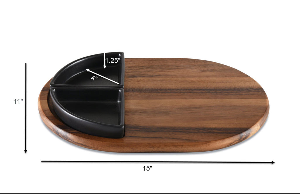 Acacia Charcuterie Tray with Ceramic Bowls