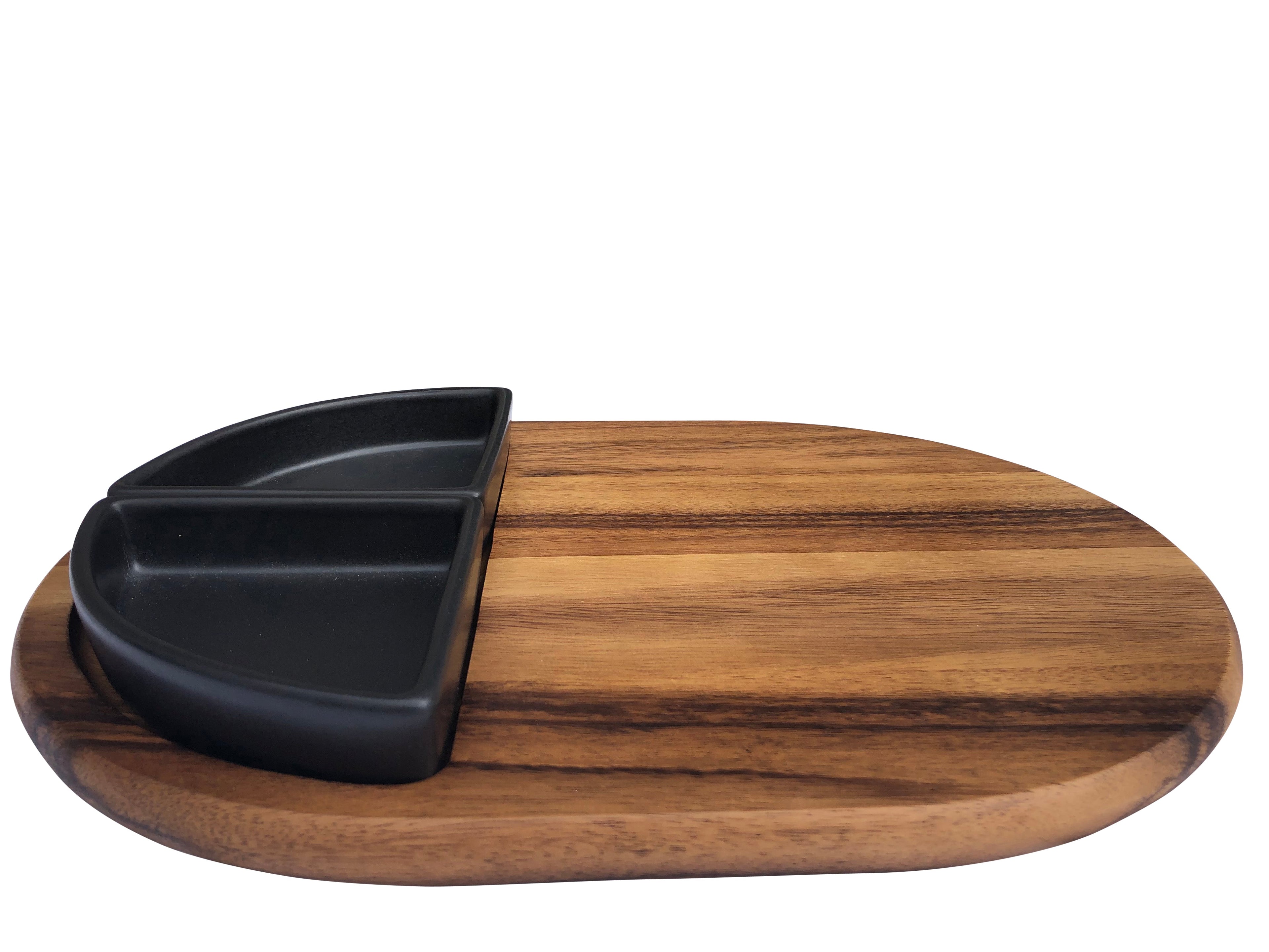 Acacia Charcuterie Tray with Ceramic Bowls
